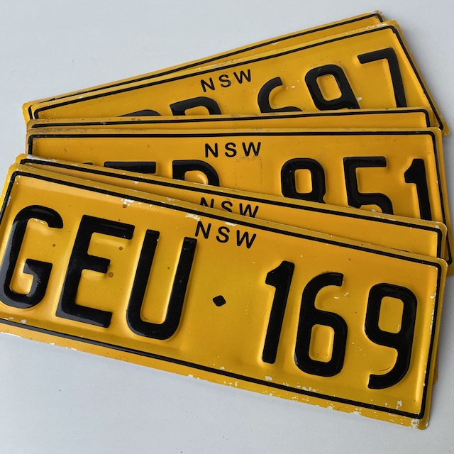 NUMBER PLATE, NSW Yellow Black (Pair)